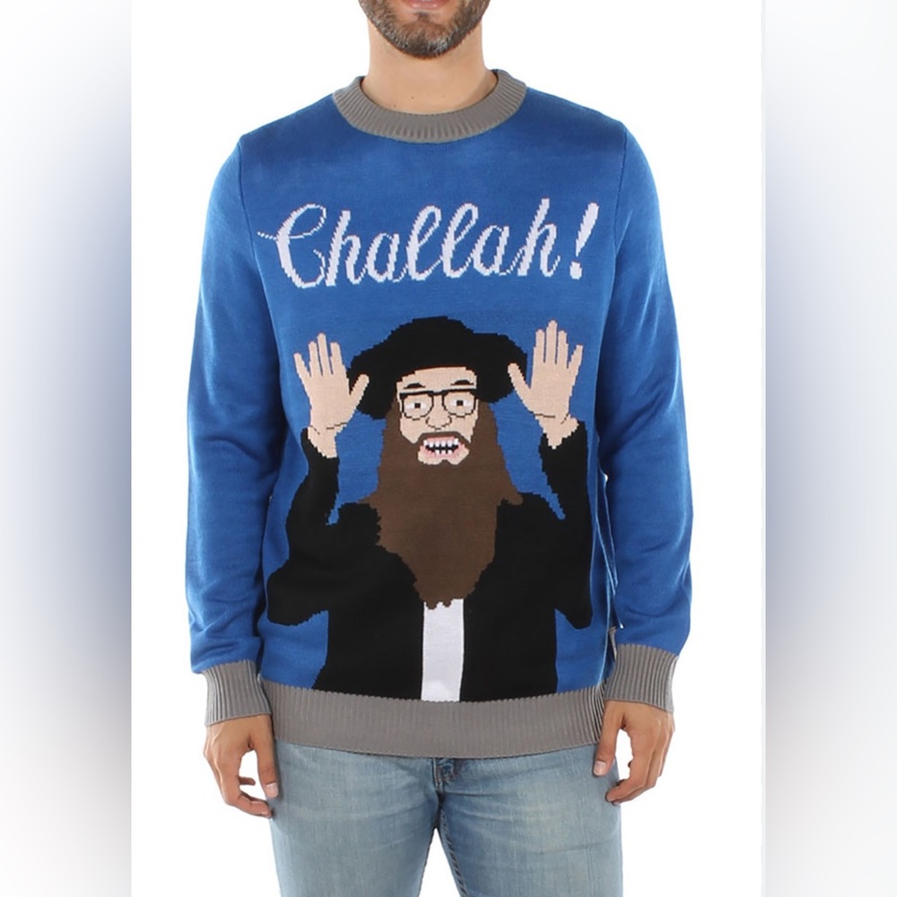 Tipsy Elves Challah Rabbi Happy Hannukah Large Funny Holiday Sweater UNISEX - Picture 14 of 14